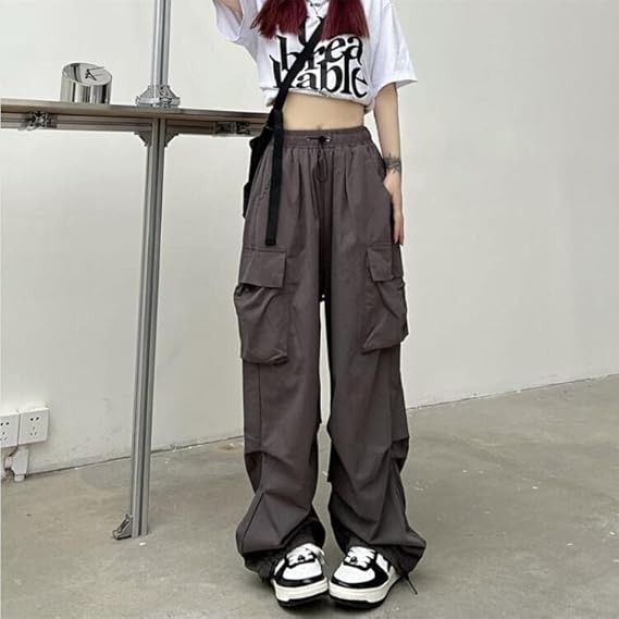 Women Cargo Pants Baggy Y2K Clothing Multi Pockets High Waist Loose Straight Leg Pants Vintage Grunge Aesthetic Clothes