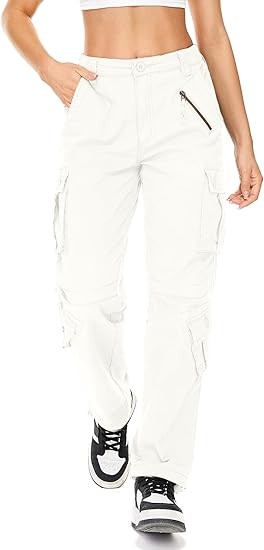 Womens Cargo Army Combat Work Pants with 8 Pockets Casual Cotton Ripstop Construction Pants