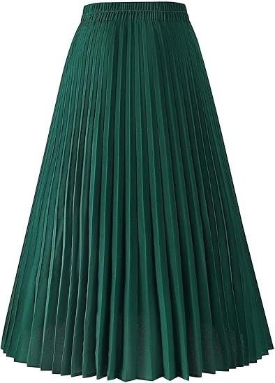 Womens Skirt Leopard Print Midi Long Shirring Pleated Skirts High Waisted A Line Skirts