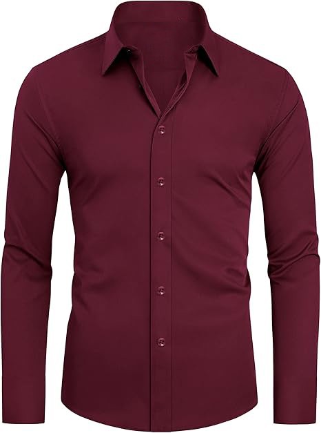 Slim Fit Mens Dress Shirts for Men Button Down Long Sleeve Dress Shirts Wrinkle Free Formal Stain Proof
