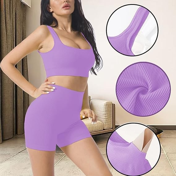 Workout Sets for Women 2 Piece Seamless Sexy One Shoulder Sport Bra High Waist Shorts GMY Yoga Two Piece Outfits