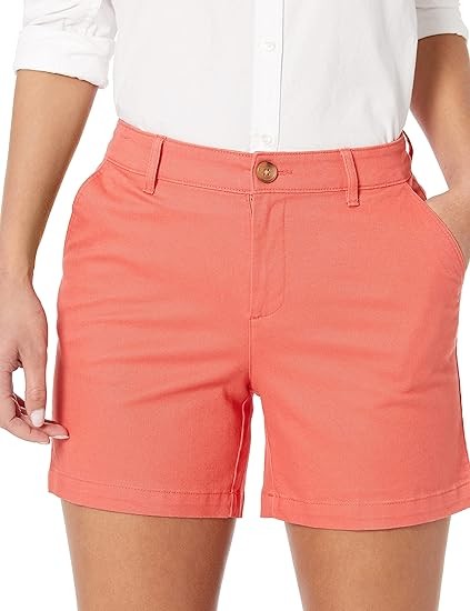 Women's Mid-Rise Slim-Fit 5 Inch Inseam Khaki Short (Available in Straight and Curvy Fits)