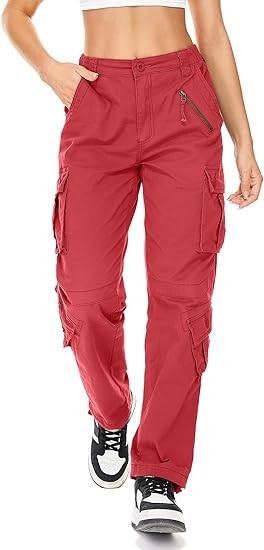 Womens Cargo Army Combat Work Pants with 8 Pockets Casual Cotton Ripstop Construction Pants