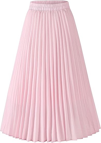 Womens Skirt Leopard Print Midi Long Shirring Pleated Skirts High Waisted A Line Skirts