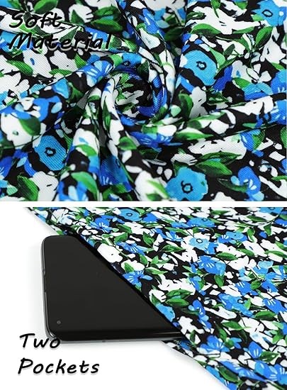 Summer Dresses for Women Beach Floral Tshirt Sundress Casual Pockets Boho Tank Dress