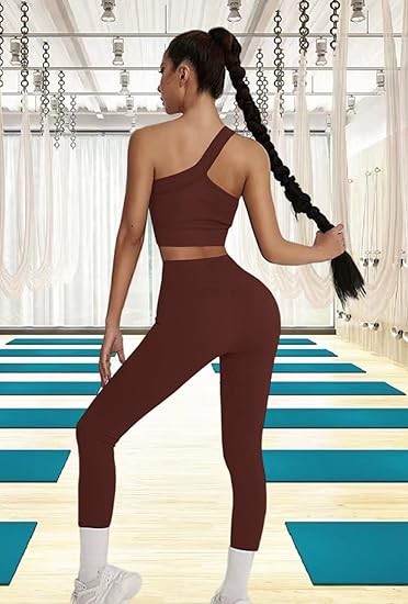 Workout Sets for Women 2 Piece Seamless Sexy One Shoulder Sport Bra High Waist Shorts GMY Yoga Two Piece Outfits