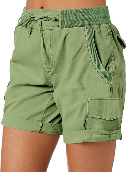 Womens Relaxed Fit High Waist Casual 4 Pocketed 2025 Hiking Outdoor Summer Shorts S-XL