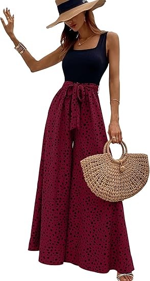 Women's Jumpsuits Dressy Casual Summer Loose Wide Leg Tank Top Jumpsuit with Belt