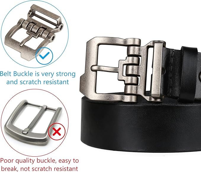 Belts for Men Big and Tall, Mens Belt Leather for Casual Jeans Dress Work All Size 28"-64" Black Brown Width