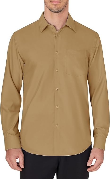 Men's Dress Shirts Wrinkle Free Long Sleeve Formal Shirt Solid Business Casual Wedding Button Down Shirts with Pocket