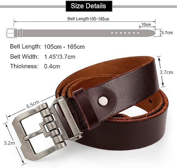 Belts for Men Big and Tall, Mens Belt Leather for Casual Jeans Dress Work All Size 28"-64" Black Brown Width