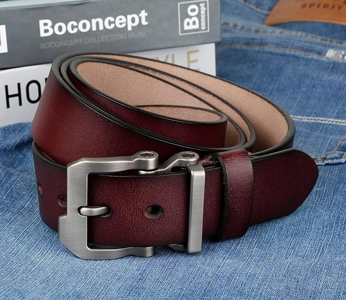 Belts for Men Big and Tall, Mens Belt Leather for Casual Jeans Dress Work All Size 28"-64" Black Brown Width