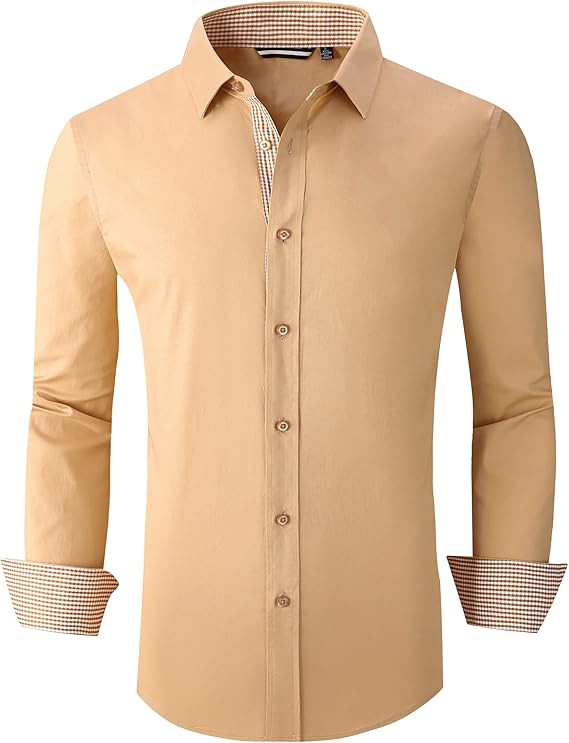 Mens Dress Shirts Regular Fit Long Sleeve Stretch Business Dress Shirts for Men