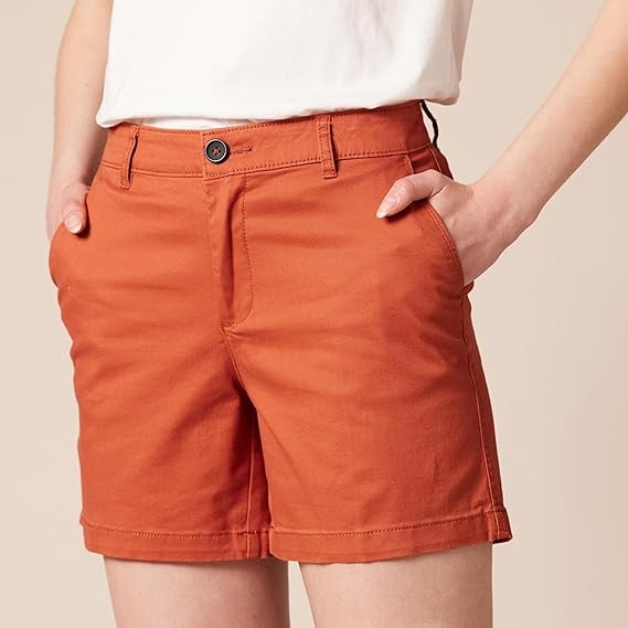 Women's Mid-Rise Slim-Fit 5 Inch Inseam Khaki Short (Available in Straight and Curvy Fits)