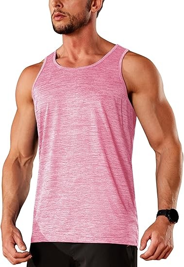 Mens Workout Tank Tops Sleeveless Casual Crewneck Beach T Shirt Muscle Athletic Gym Running Tee
