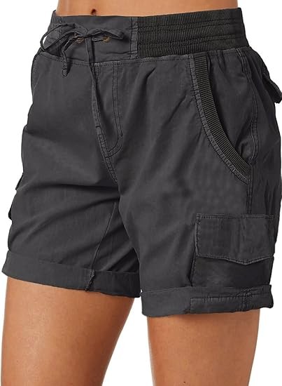 Womens Relaxed Fit High Waist Casual 4 Pocketed 2025 Hiking Outdoor Summer Shorts S-XL