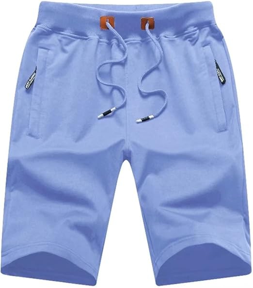 Mens Shorts Casual Drawstring Zipper Pockets Elastic Waist