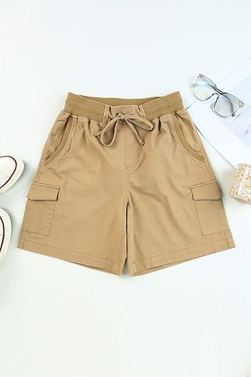 Womens Relaxed Fit High Waist Casual 4 Pocketed 2025 Hiking Outdoor Summer Shorts S-XL