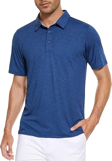 Men's Short Sleeve Polo Golf Shirts 3-Button Moisture Wicking Athletic T-Shirts Casual Collared Shirt